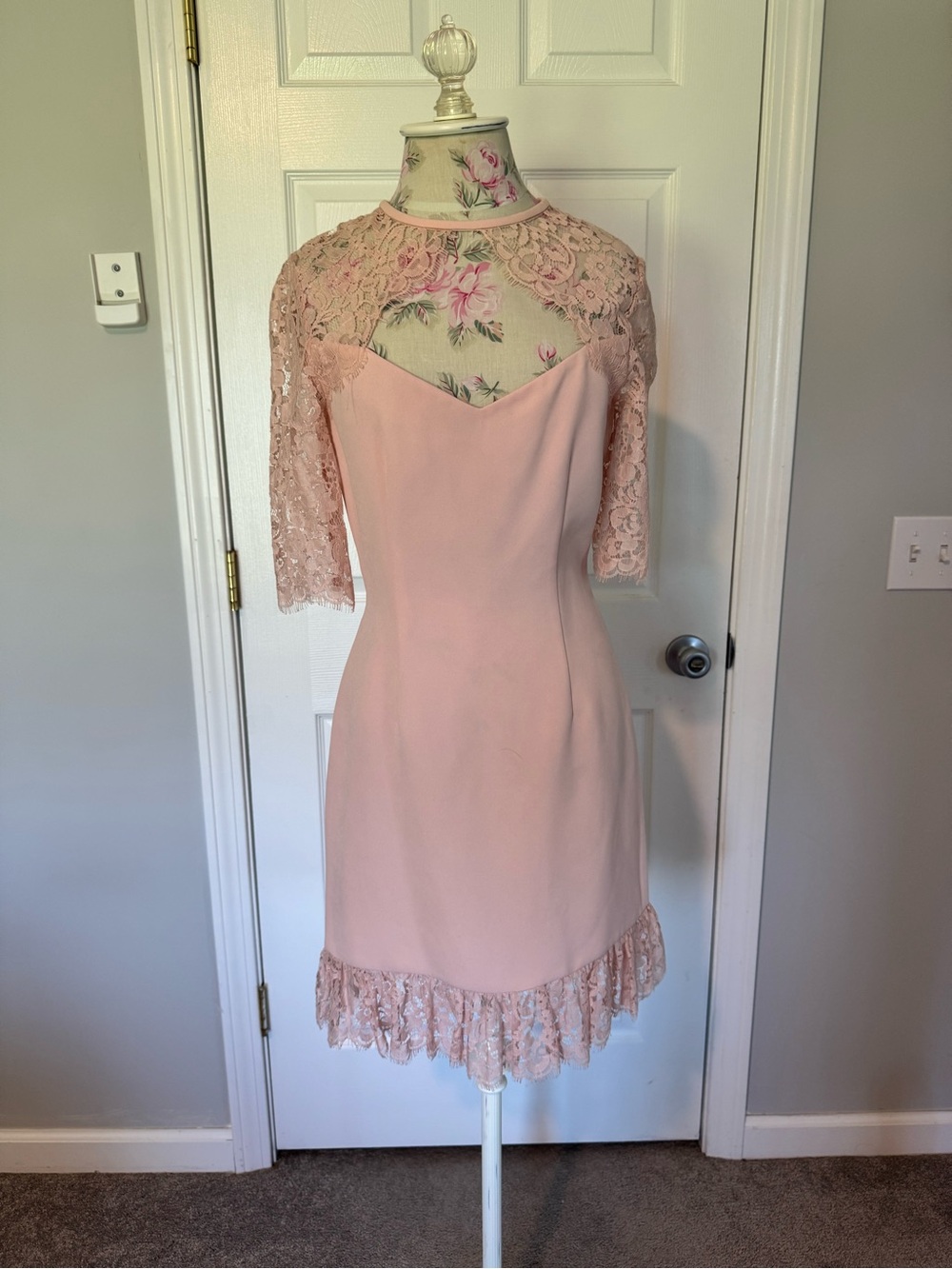 Rachel Zoe Blush Pink Lace Yoke Mini Dress